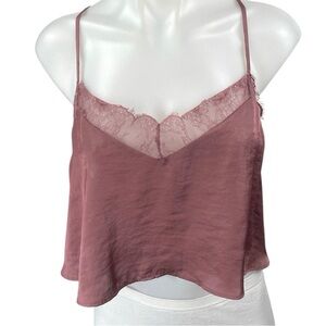 Free People Lace Trim Satin Camisole Top